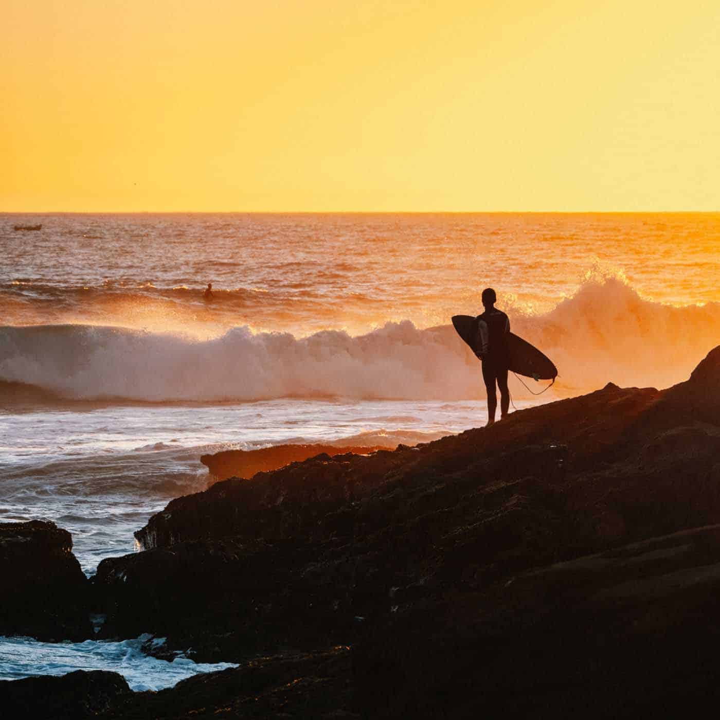 Sunset surfs at Amayour Surf & Yoga